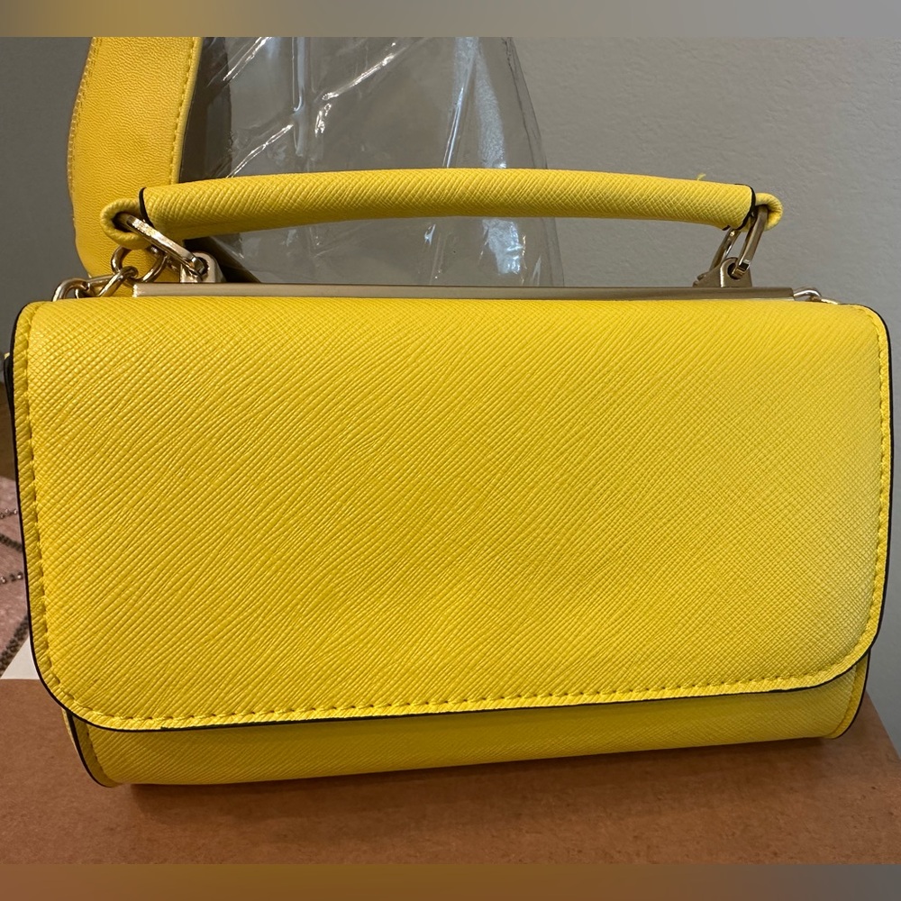 Call It Spring Yellow Mini Bag with Top Handle and Flap Closure